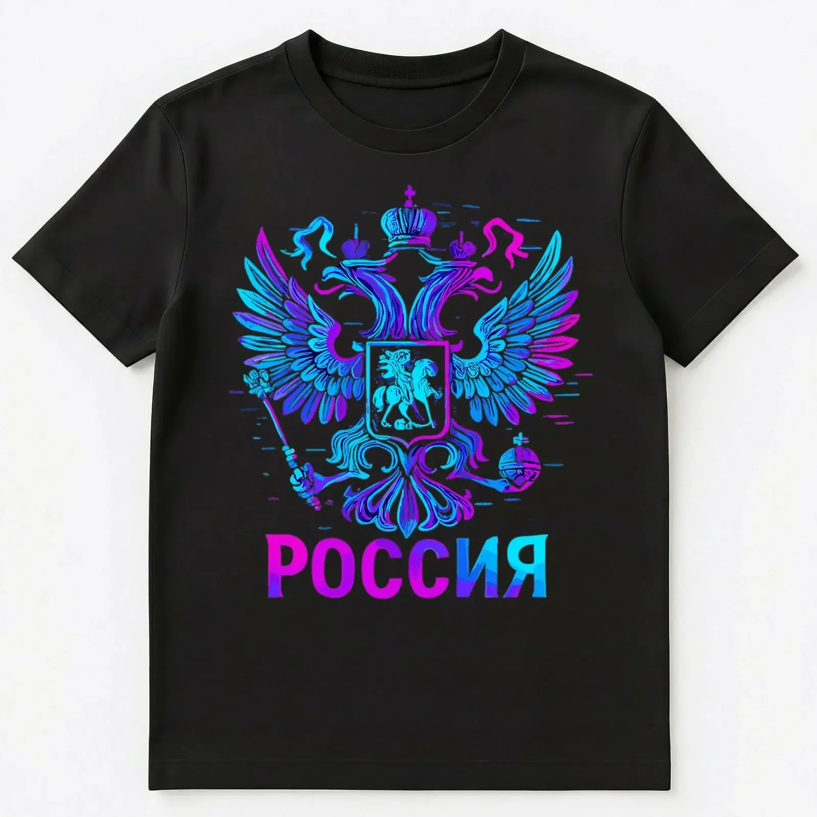 Russian Double Headed Eagle Design T Shirt vintage Washed Unisex Soft homme Stretched fashion Versatile Casual Comfortable