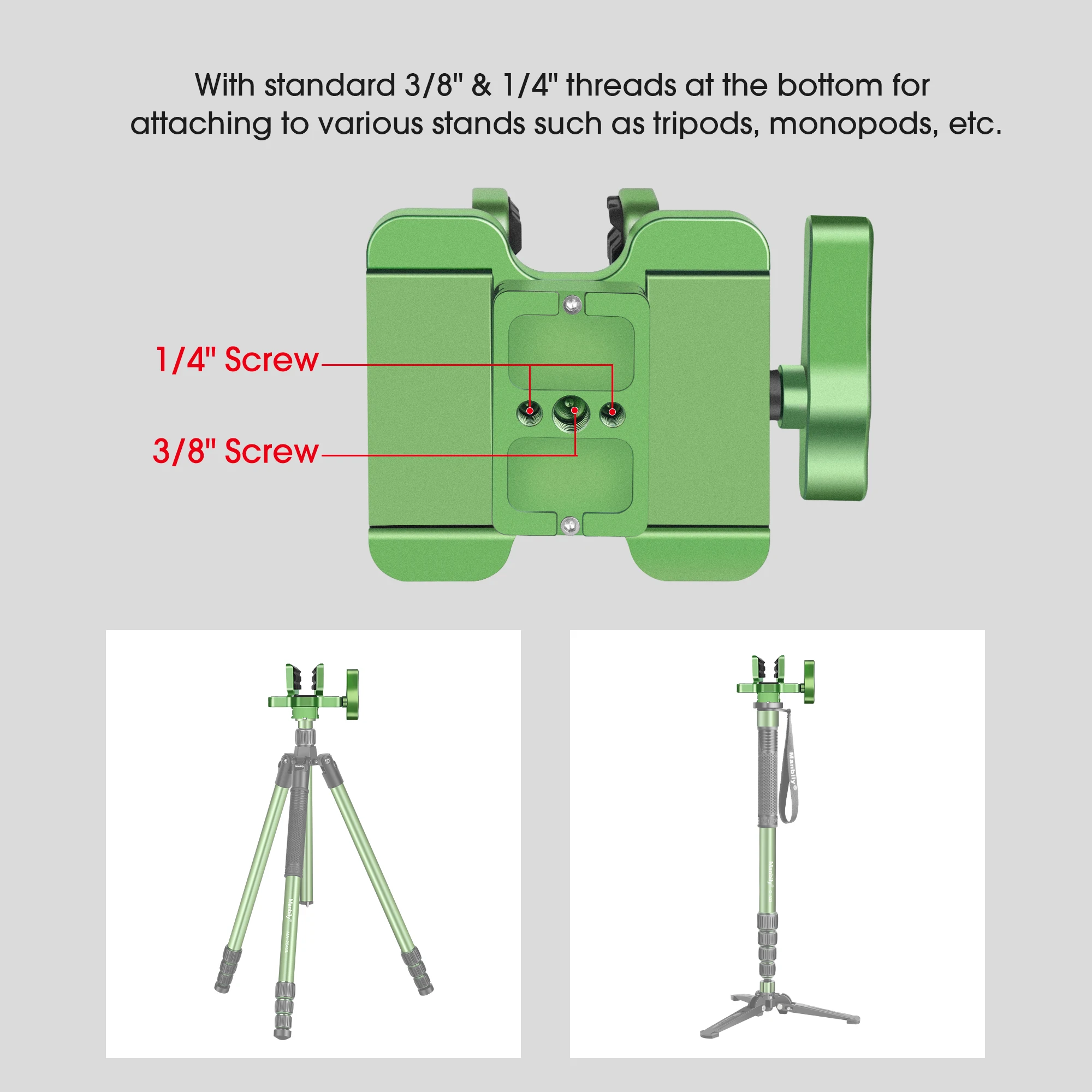 Manbily Tripod Clamp Adapter For hunting Aluminium Shooting Stick Rest Tripods Saddle Mount with Arca Swiss