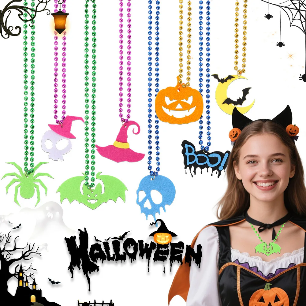 

Halloween Luminous Necklace, Children's Party Decoration, Pumpkin Skull Necklace, Halloween Decoration