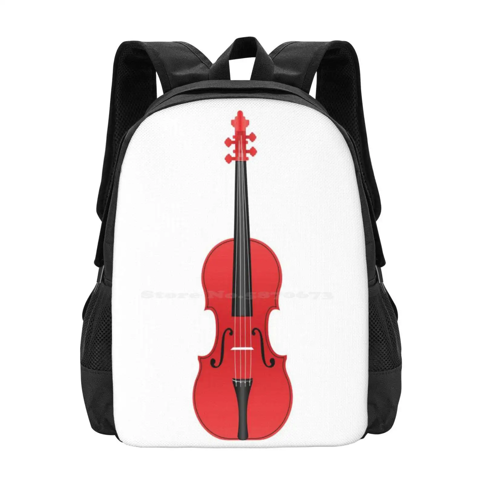 Violin Red Pattern Design Bagpack School Bags Music Instrument Red Fiddle Kit Violin Dresse Violin Scarve Violin Baby Violin