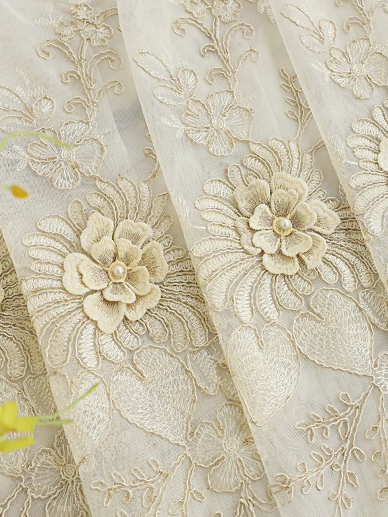 New Nordic embossed embroidered gauze curtain 1PC
