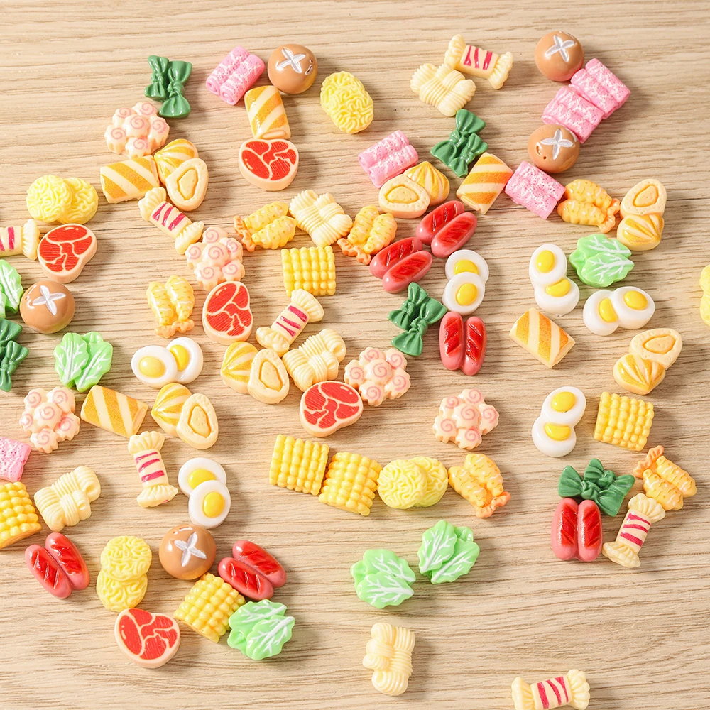 Tusember 15-teiliges Set Niedliche Hot Pot Harz-Anhänger (Ei, Fleisch, Mais, Pilz, Gemüse) für Schmuckherstellung, DIY-Taschen- und Schlüsselanhänger, Spielzeug – Detail 1