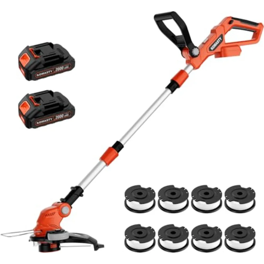 20V Cordless String Trimmer 2 X 2.0Ah Battery Powered with Charger, 12 Inch Lightweight Grass Trimmer Edger Lawn Tool Electric