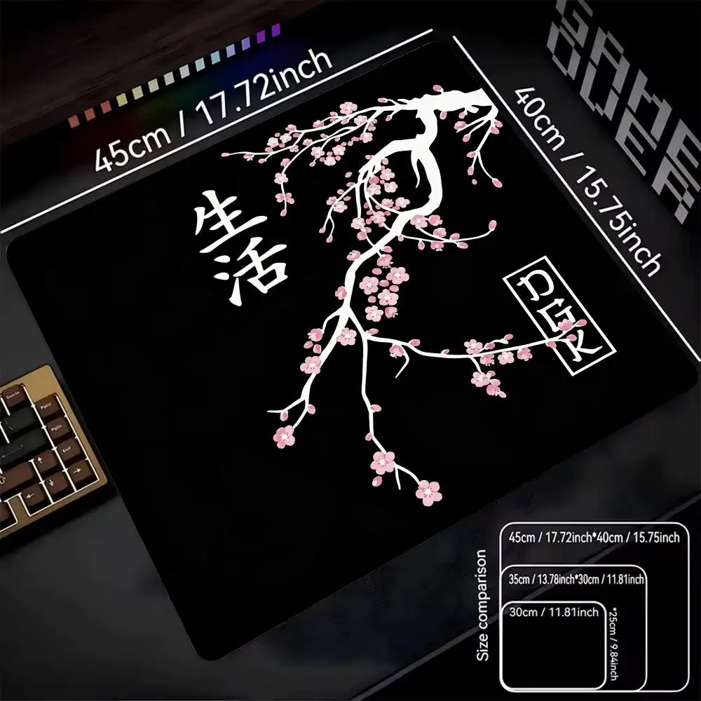 Aesthetic Cherry Blossom Square Mouse Pad Non Slip Rubber Desk Mat For Gaming Laptop Keyboard Home Office Gaming Setup