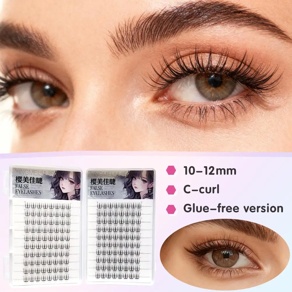 Cílios Postiços em Forma de U com 10 Fileiras, Extensão de Cílios Fashion, Cílios Naturais Segmentados DIY, Cílios Adesivos para Maquiagem