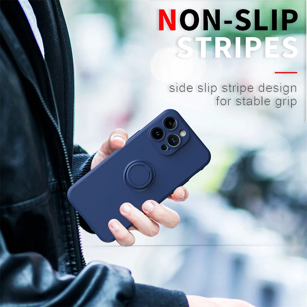 Original Silicone Magnetic Ring Holder Case For iPhone15 11 12 13 14 Pro XS Max XR XS X 6 6S 8 7 Plus Soft Stand Finger Cover