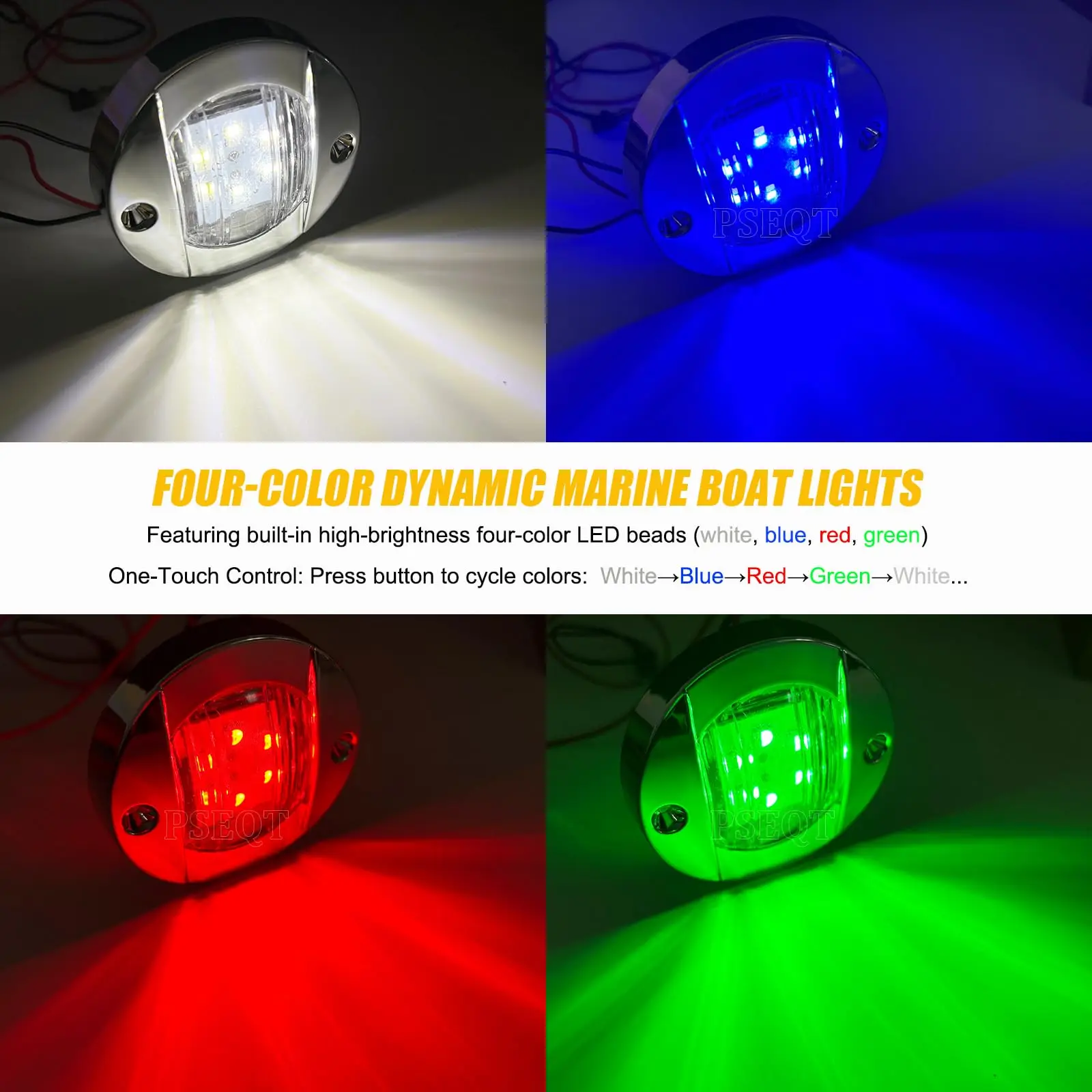 1PC Marine Boat Interior Lights 12V 6LED Boat Deck Courtesy Light 3'' Round Stern Transom Anchor Navigation Light