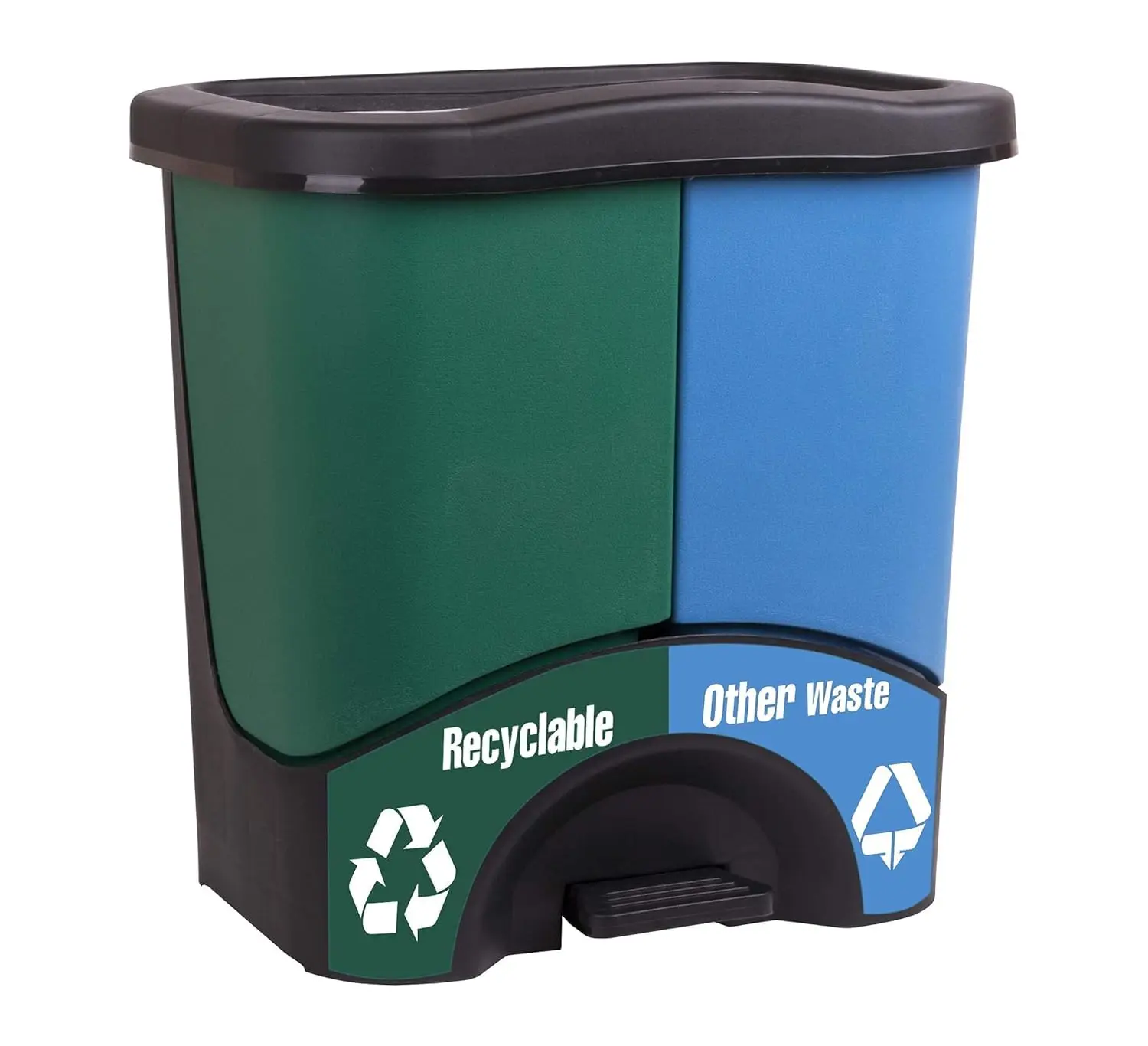 

Mintra Home Trash Bins - 17.5inW x 17.5inH x 13inD - Double Bin - Green/Blue - Recycle, Trash, Can, Bin, Garbage, Plastic, Waste