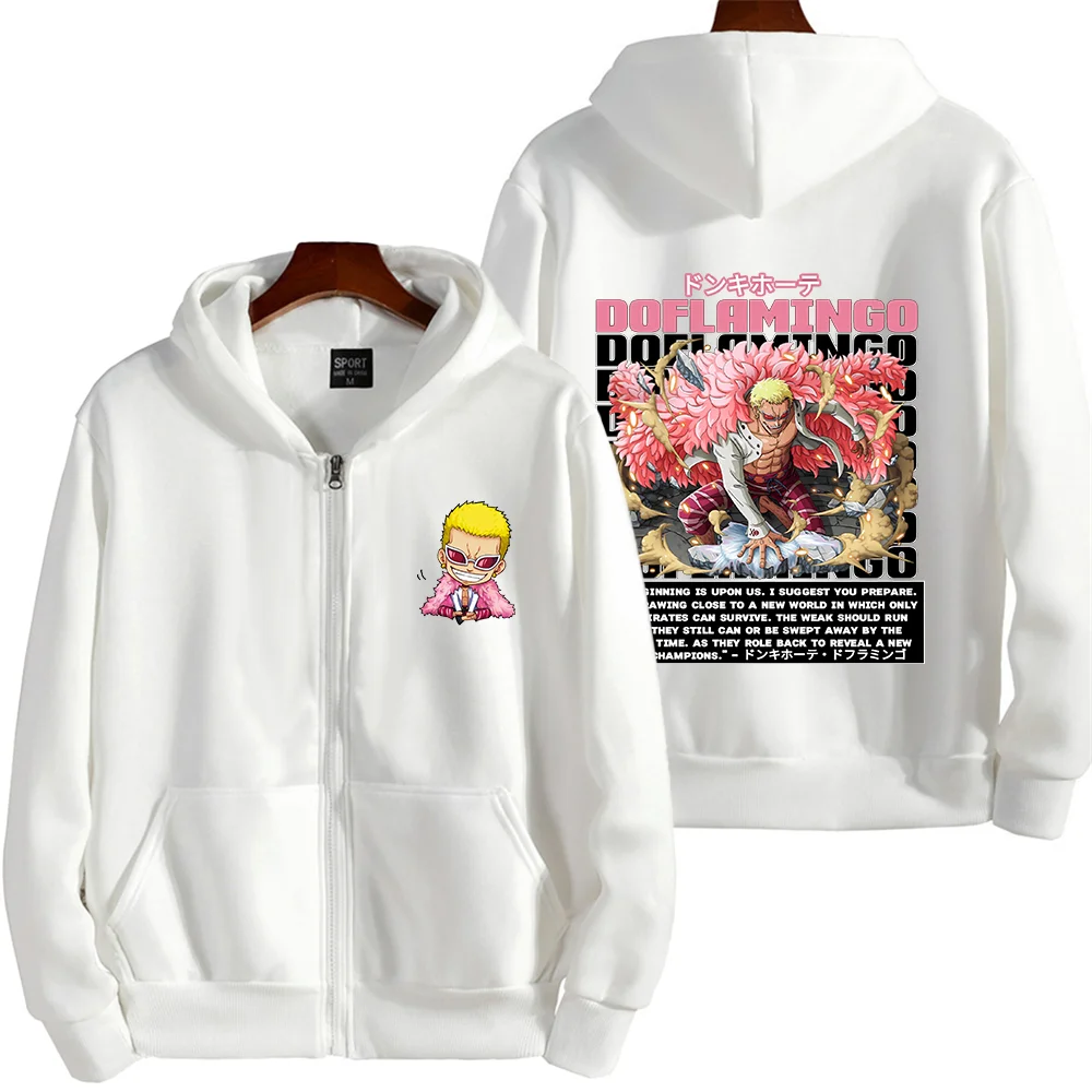 Sweats à capuche Anime One Piece pour hommes et femmes, pull décontracté Doflamingo, vêtements de jeu de rôle, automne et hiver, sweats à capuche de rue