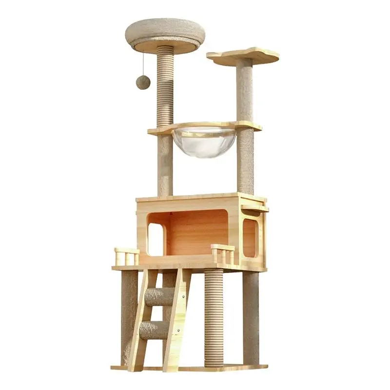 Árbol para rascar gatos, torre para rascar gatos de 57,8 pulgadas, árbol de actividades para mascotas, torre moderna para gatos para dormir, escalar y jugar