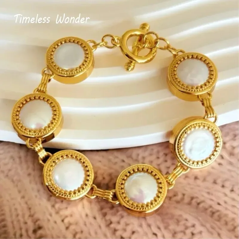 Timeless Wonder Fancy Geo FritillariaToggle Bracelets for Women Designer Jewelry Trendy Gift Gothic Punk Rare Top Neat 4265