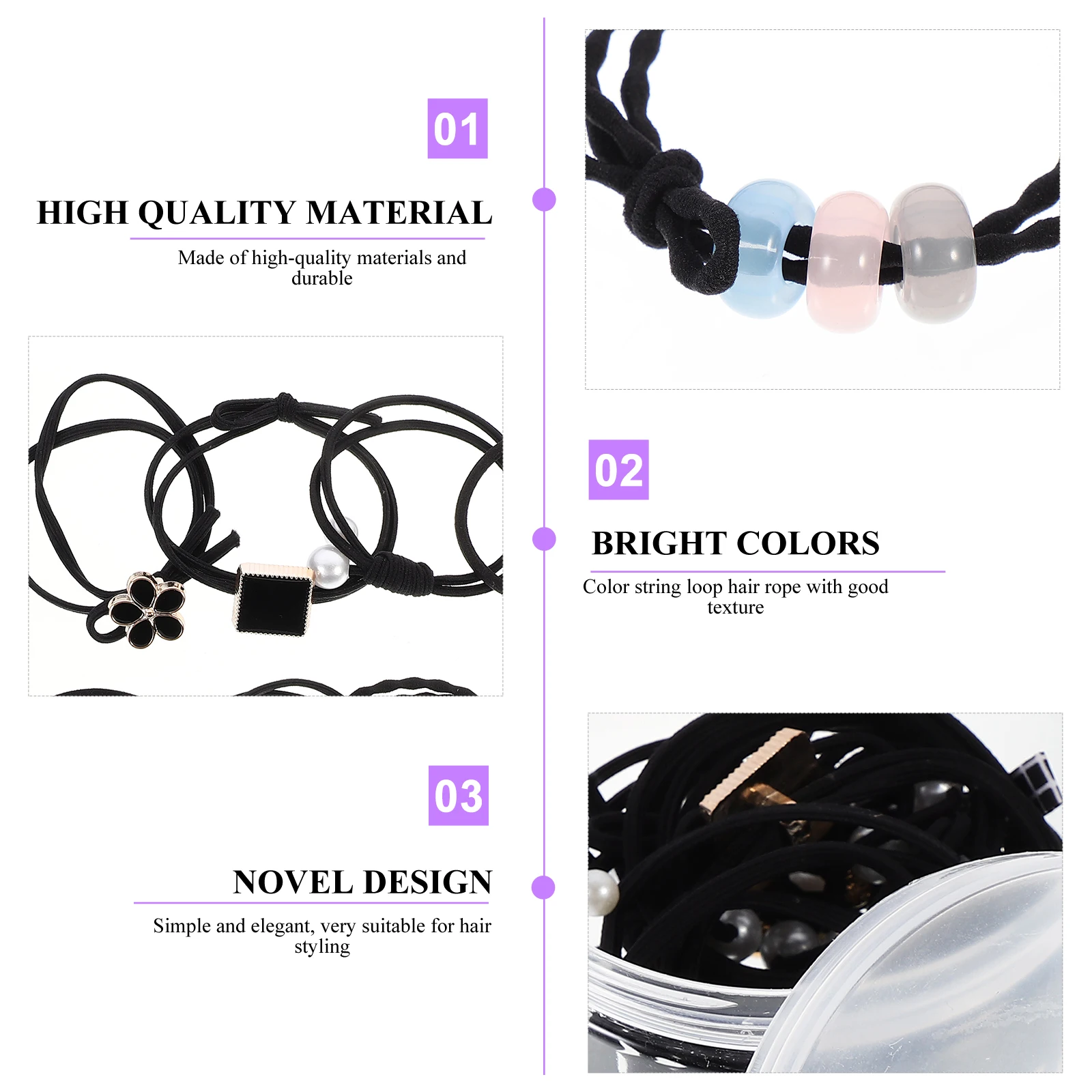 

24pcs Elastic Ties Scrunchies Women Rope Headdress Party Birthday Work Use Soft No Pull Hair Ring Holders Hair Bands Accessories