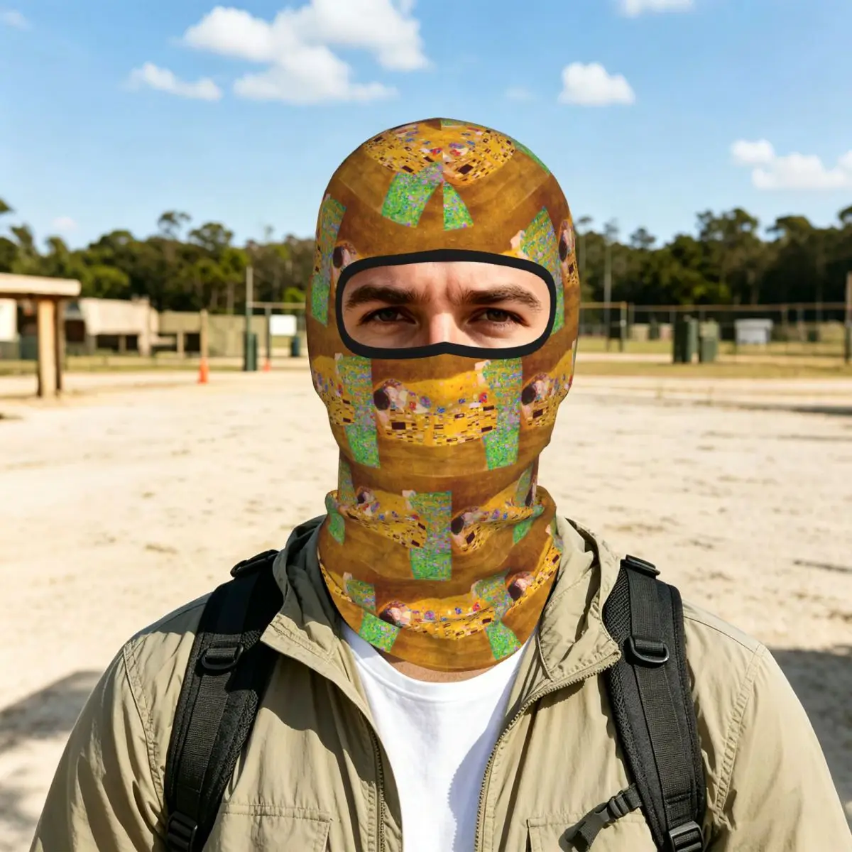Gustav Klimt The Kiss Abstract Freyas Art Breathable Thin Balaclava Full Face Mask Sun Protection Neck Gaiter For Motorcycle