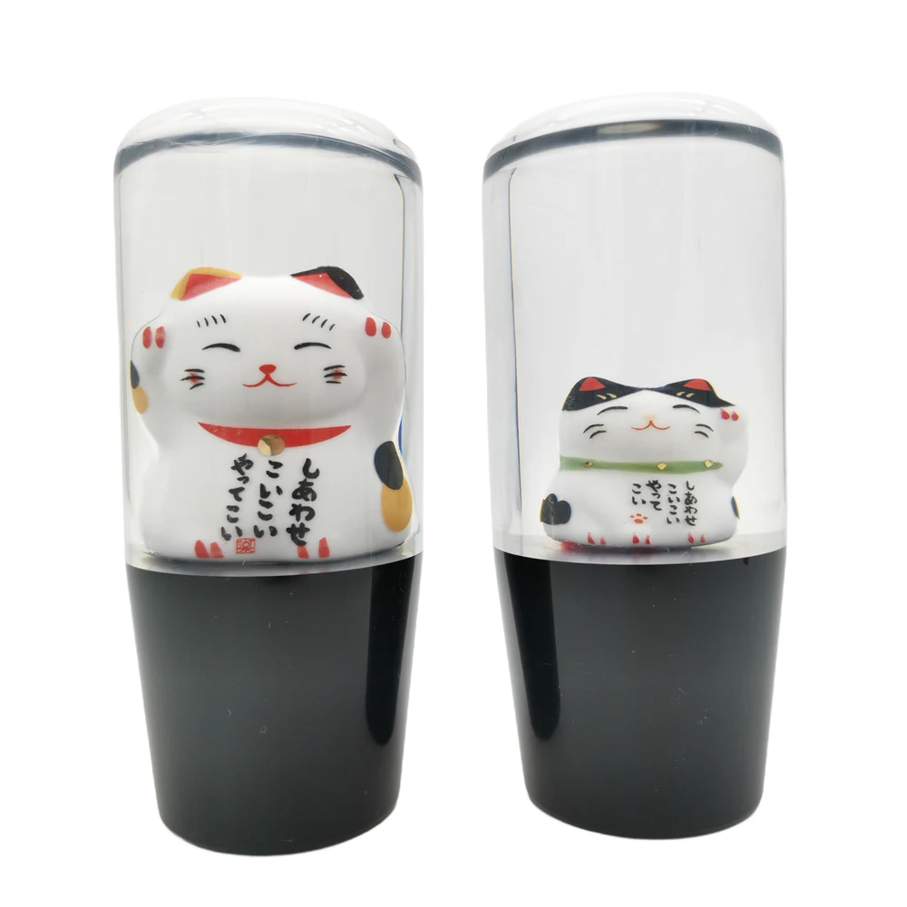 2 Colors Lucky Cat Gear Shift Knob Acrylic Crystal Ball Stick Shift Heads Replacement Shifter With M8 M10 M12 Adapter