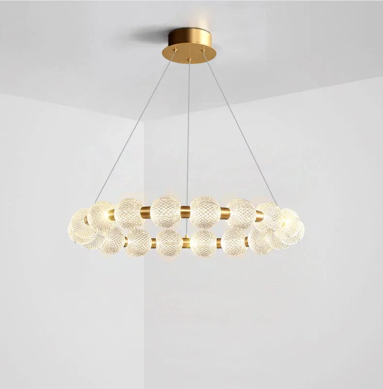 White Acrylic LED Chandelier Gold Aluminium
