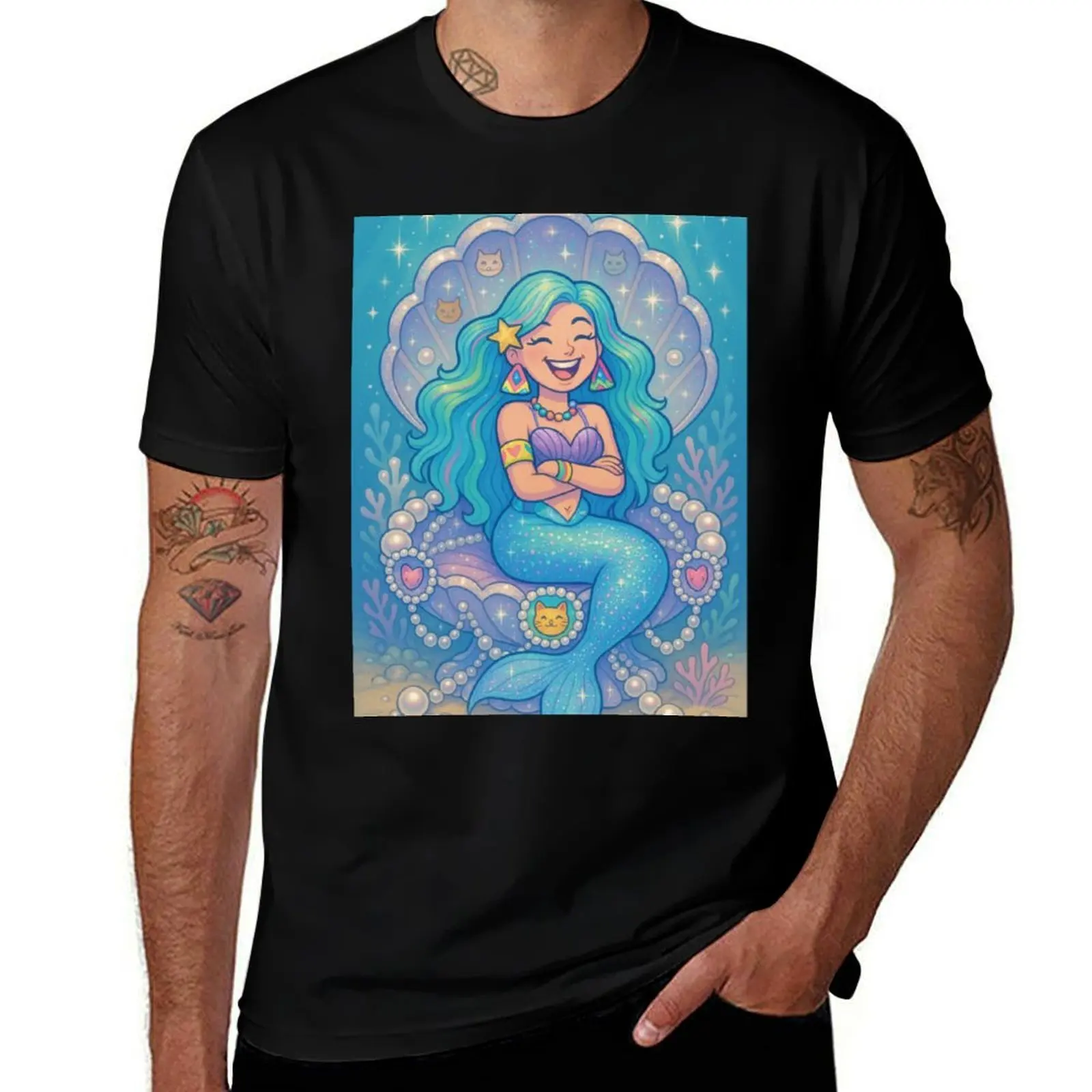 

Mermaid in shell, aesthetic T-Shirt oversizeds oversized t shirt custom t shirt Men's cotton t-shirt