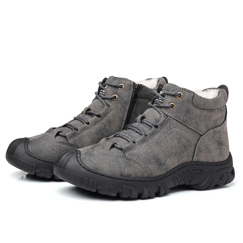 

Cow Split Leather Men Winter Shoes Woolen Work Shoes Shering Boots