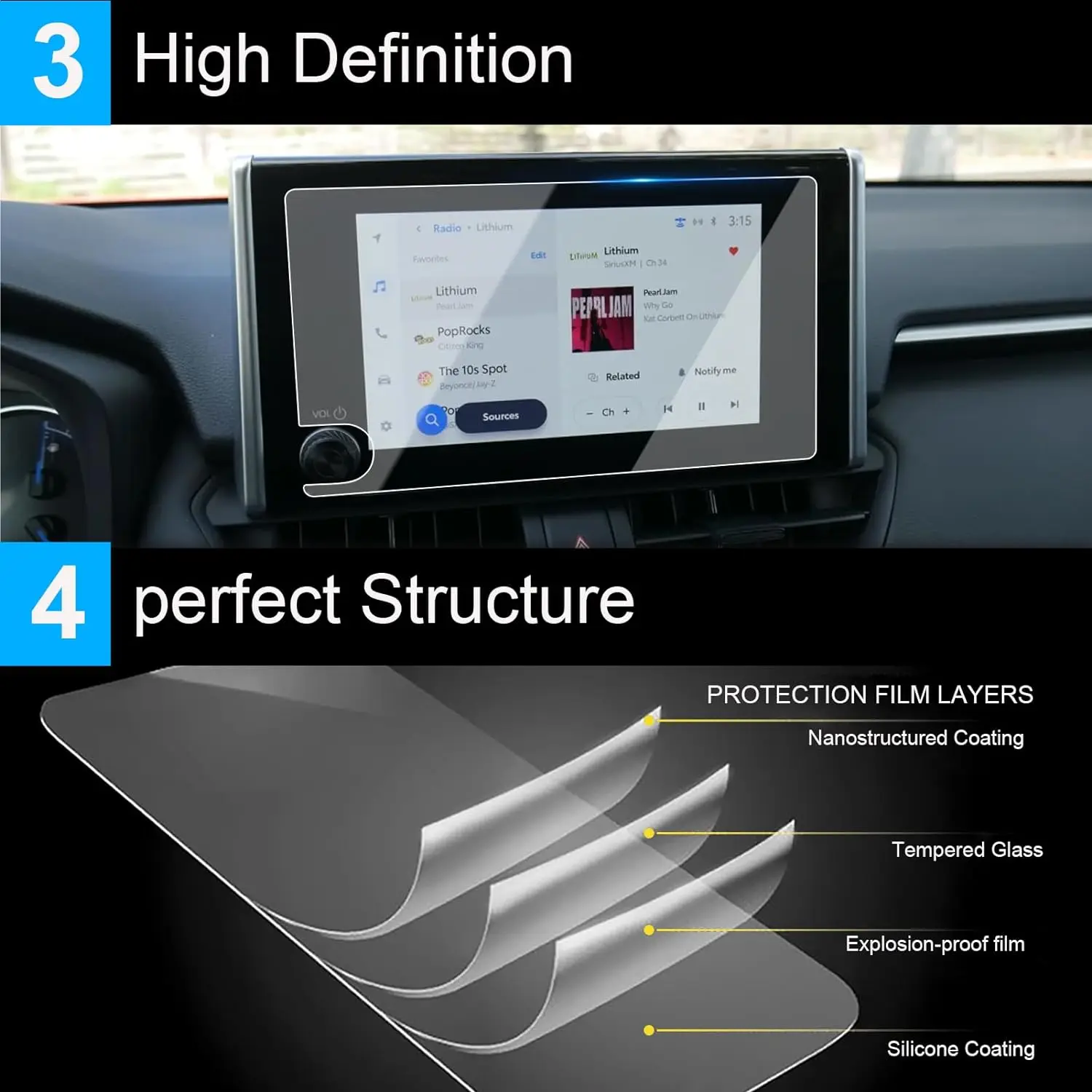 Tempered Glass For Toyota RAV4 LE XLE Corolla Prius 2023-2024 8 Inch Navigation Display Screen Protector