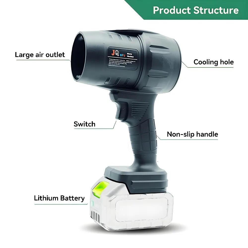 Kipas Turbo peniup udara kuat dengan dorong 500g untuk membersihkan daun jatuh, salju dan pasir dengan baterai 21V Makita