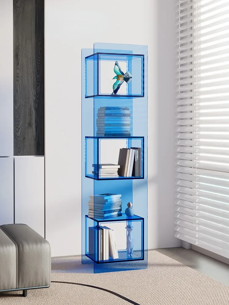 

Light Luxury Transparent Bookcase, Home Multi story Acrylic Small Bookshelf, Simple Floor to Floor Storage Shelf