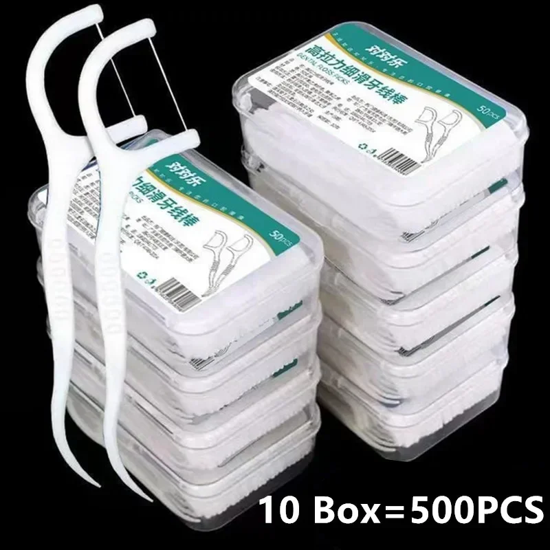 50/100/150/250/500 Stück Tragbare Einweg-Zahnseide Plastik-Zahnstocher Hochfeste Zahnseide-Sticks Zahnbox Mundpflege