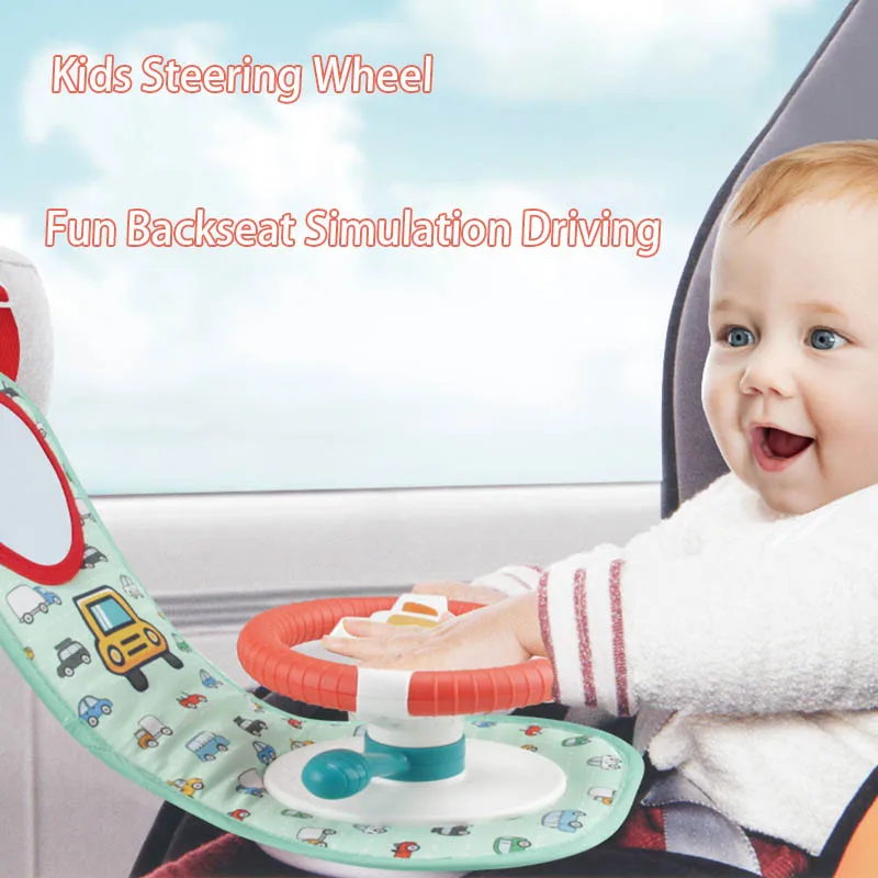 Kids Steering Wheel Toy Fun Backseat Driving Simulation Musical Sound Realistic Steering Wheel Early Education Enlightenment Toy
