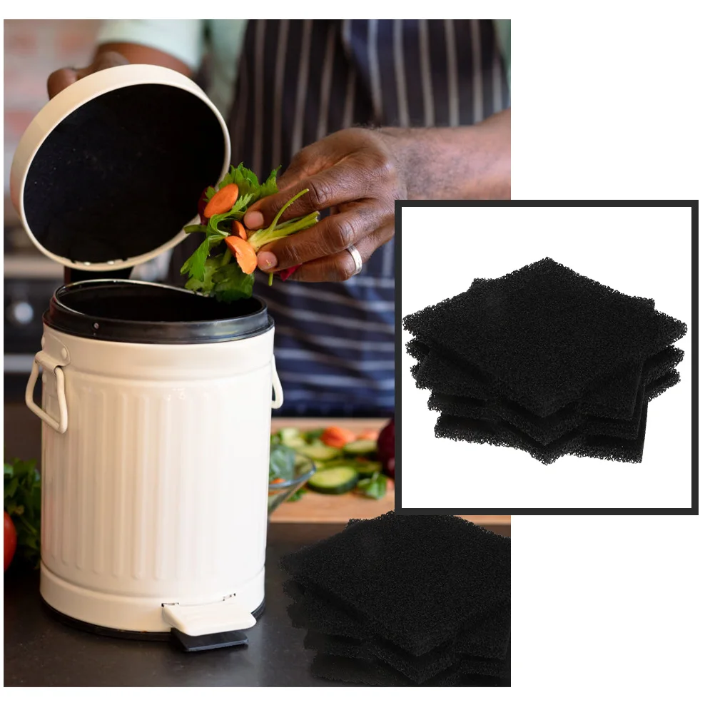 

6pcs Premium Trash Can Charcoal Filter Deodorizer Odor Replacement Sponge For Smell Removal Kitchen Home Durable