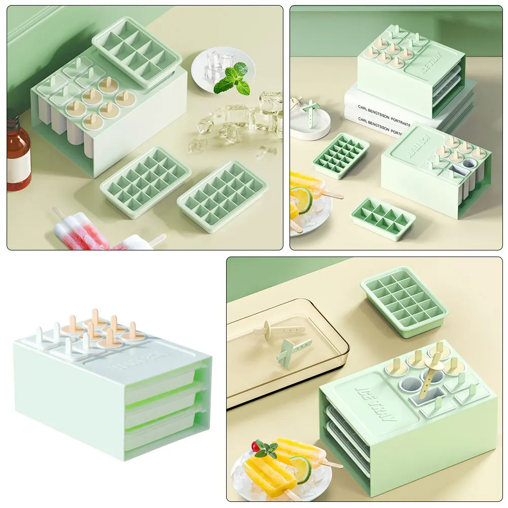 

1Set Ice Cube Tray Ice Candy Models Practical Convenient Flex Tray Push Cubes Out Bottom Suitable Many Purposes