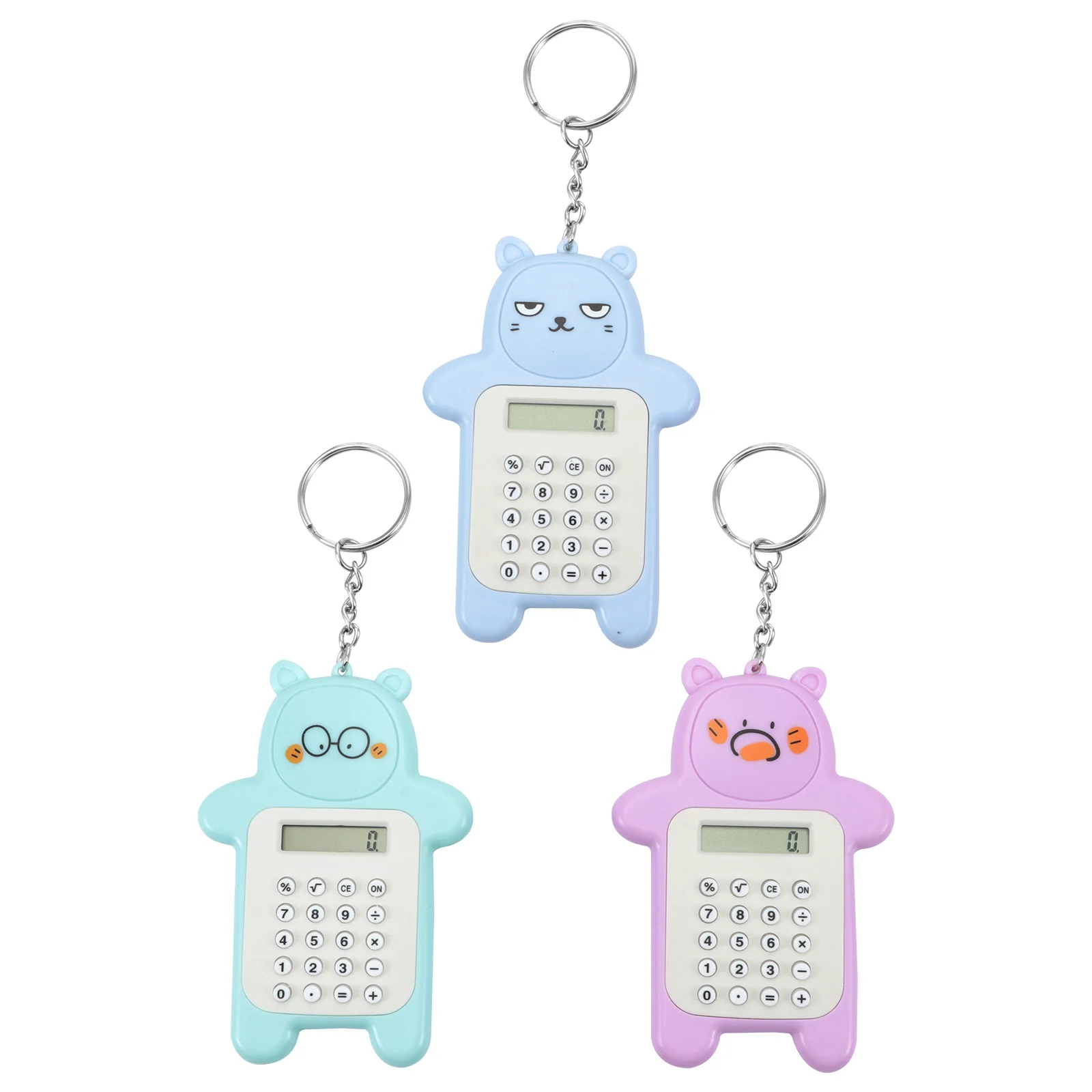 3 stücke Cartoon Bär Mini Leichte Langlebige Kunststoff Knöpfe Schlüsselbund Schnalle Tragbare Rechner Für Kinder Freunde Geschenk Entzückende