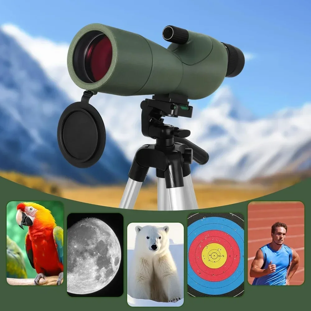 25-75X60 Spotting Scope withTripod, Spotting Scopes for Target Shooting, Hunting, Low Light Vision, Phone Adapter, Carry Bag