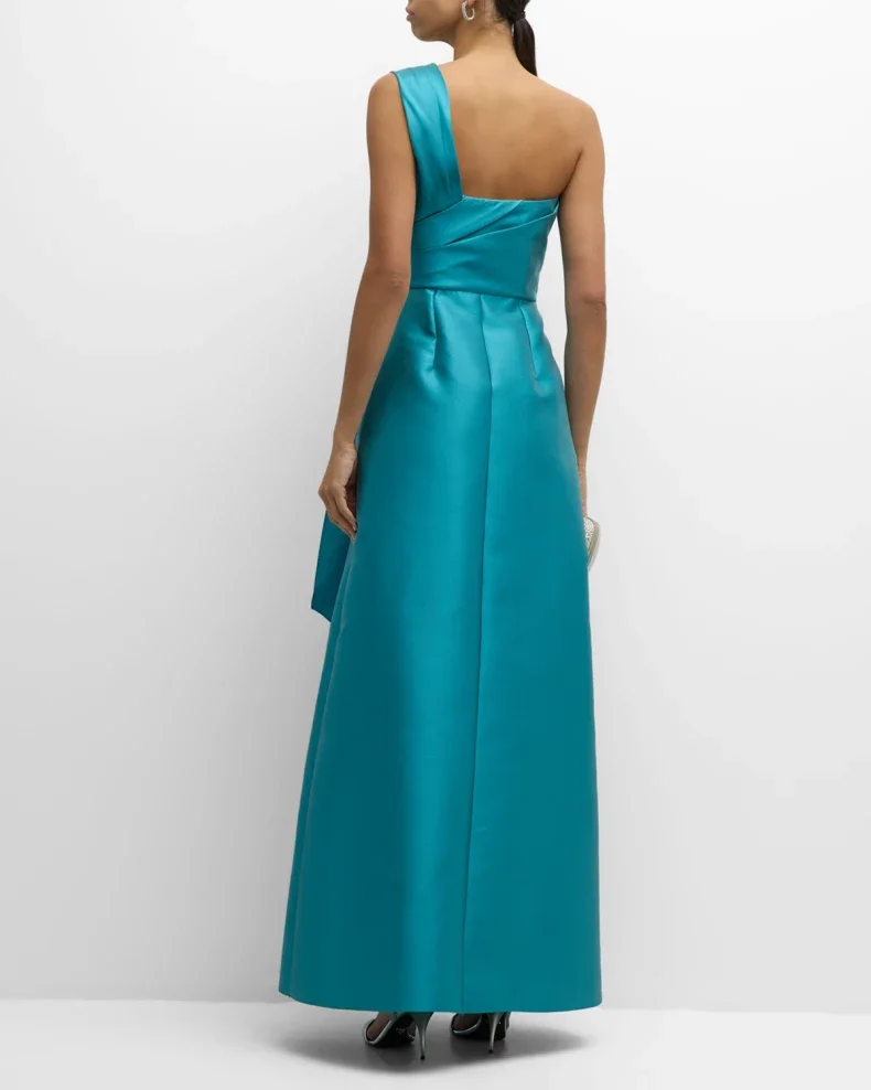 Green Evening Dress 2024 Satin Style Dress dress elegantes One Shoulder A-line Prom Dress Floor Length Woman Dress فساتين سهرة