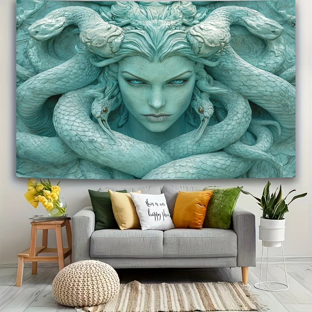 Medusa Mythical Creature Tapestry - Perfect for Adding Gothic and Fantasy Style to Any Room Decor, Ideal for Home Use