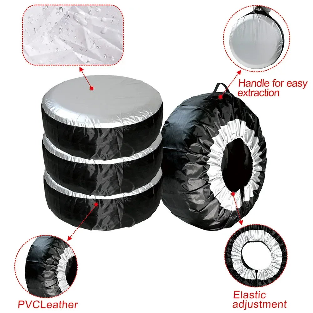 1/2/4pcs Car SUV Tire Cover Case Spare Tire Wheel Bag Tyre Spare Storage Tote Polyester Oxford Cloth Wheel Protection Cover