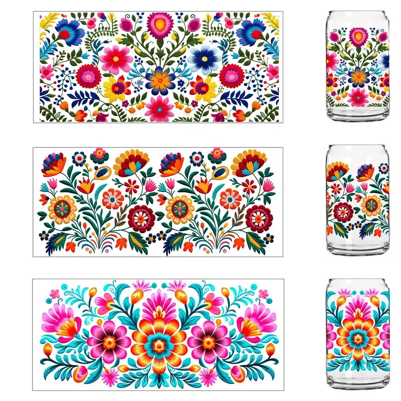 

Beautiful Colorful Wildflowers Style Sticker Party DIY Decals 3D transfers uvdtf tumbler seal stickers 16oz uv dtf cup wraps