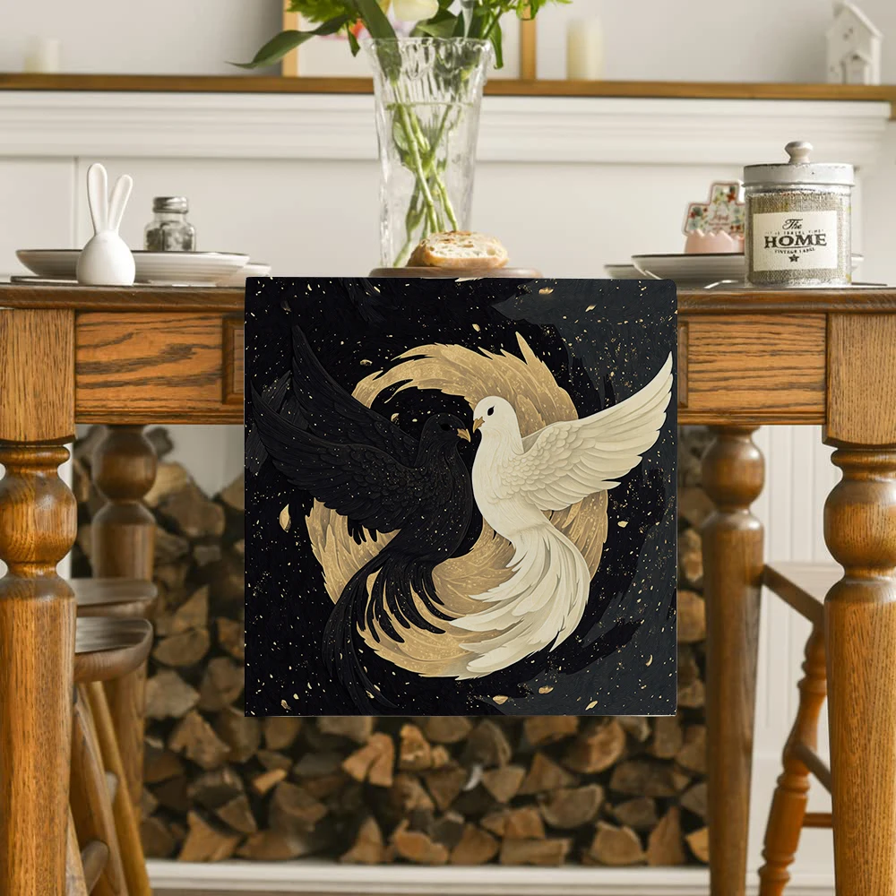 Round Eagle Bird Table Runner Kitchen Dining  Table Decoration for Indoor Outdoor Home Table Runners Washable Dining Long Cloth