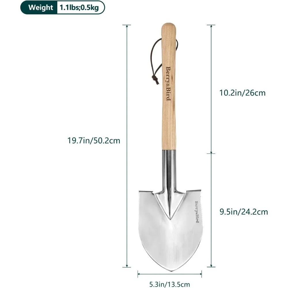 Best Seller Stainless Steel Digging Trowel 19.8 Inch Garden Shovel with Serrated Edge Wood Handle for Transplanting