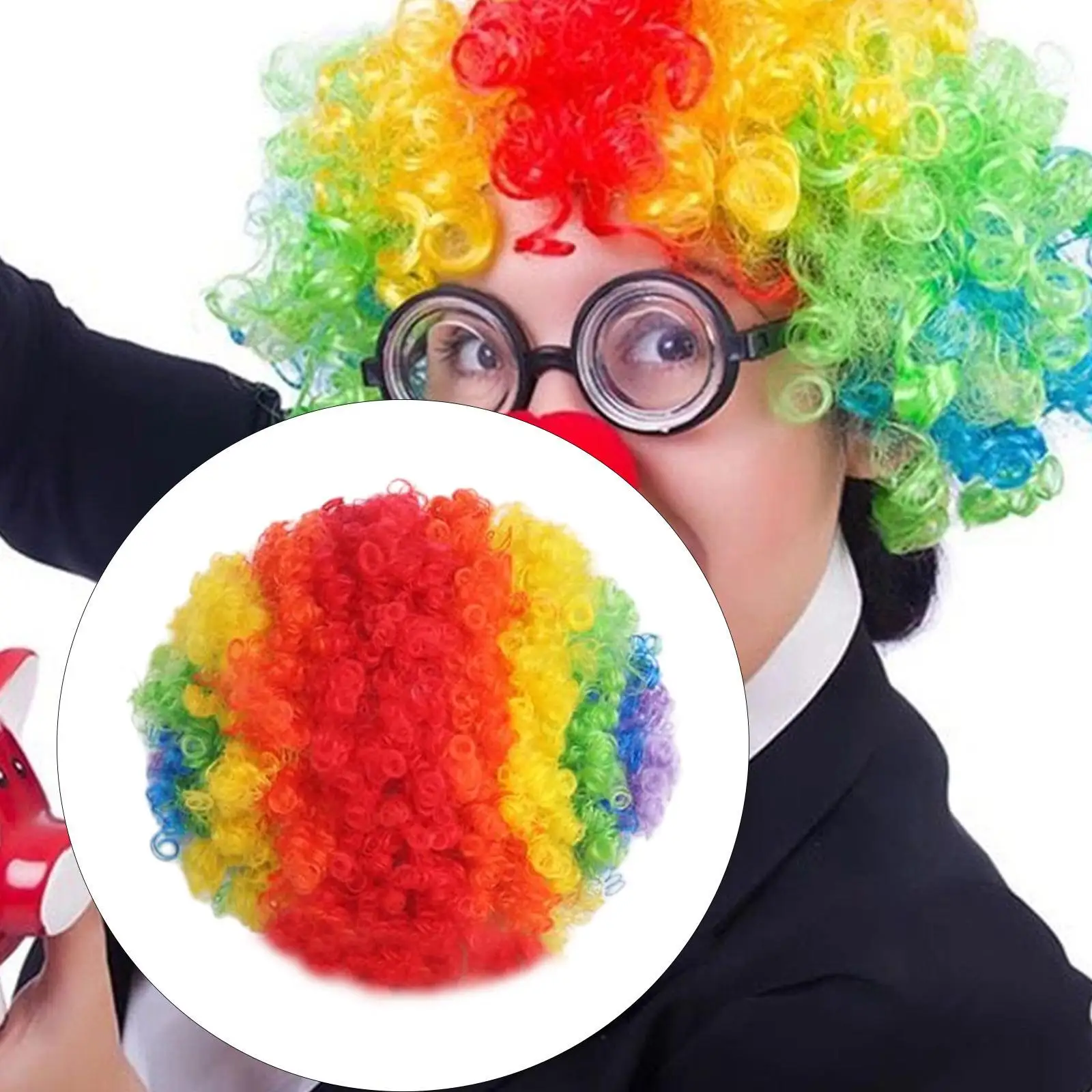 Colorful Clown Afro Wigs Party Favor Fan Wig for Funny Disco Cosplay Circus