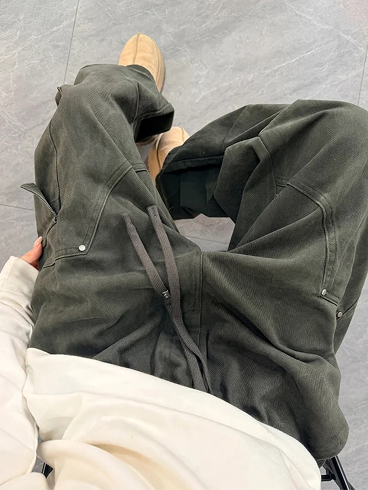 

American Sle Military een Men's Workwear Pants Autumn Winter High Street Loose Straight Casual Trousers Multi-ket Design