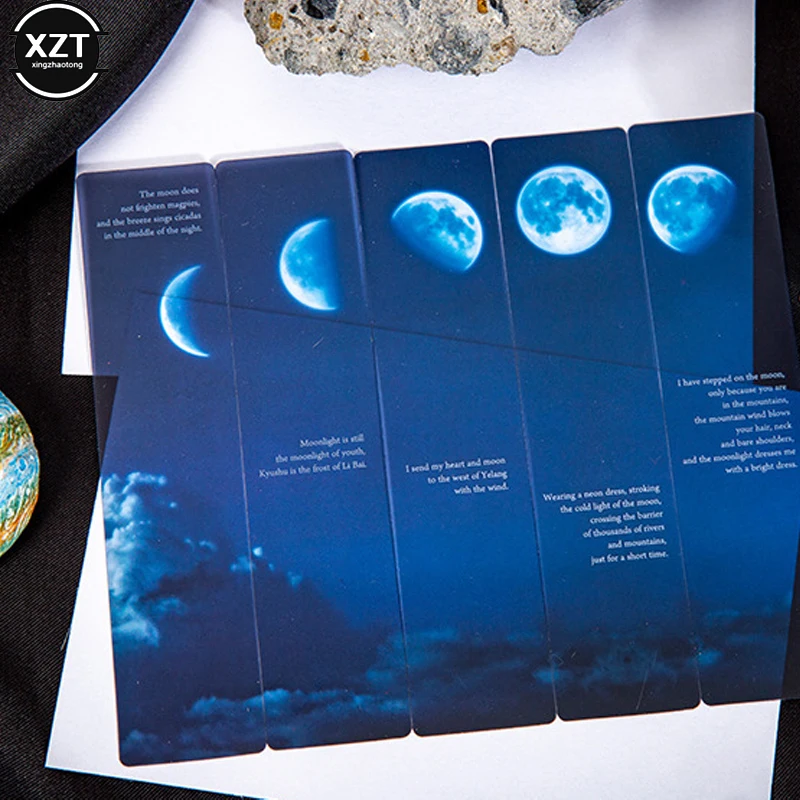 8 Designs 5pcs/set Frosted PET Bookmark Roaming Into Space Series Creative Hand Account DIY Decor Bookmarks Stationery Student