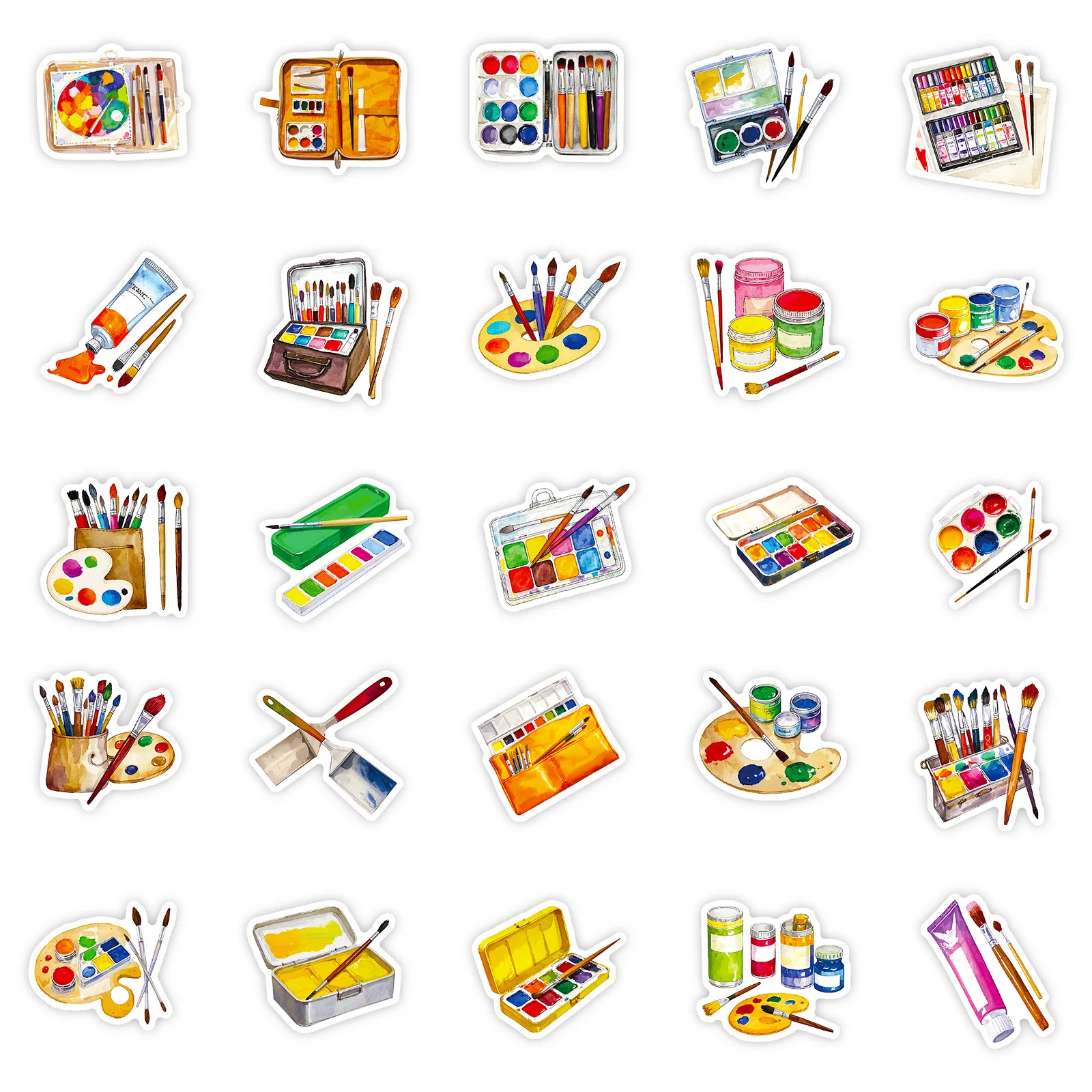56PCS Painting Tools Creative Stickers Waterproof  Watercolor Pigments Graffiti Decoration DIY Notebook Mobile Phone Bike Toys