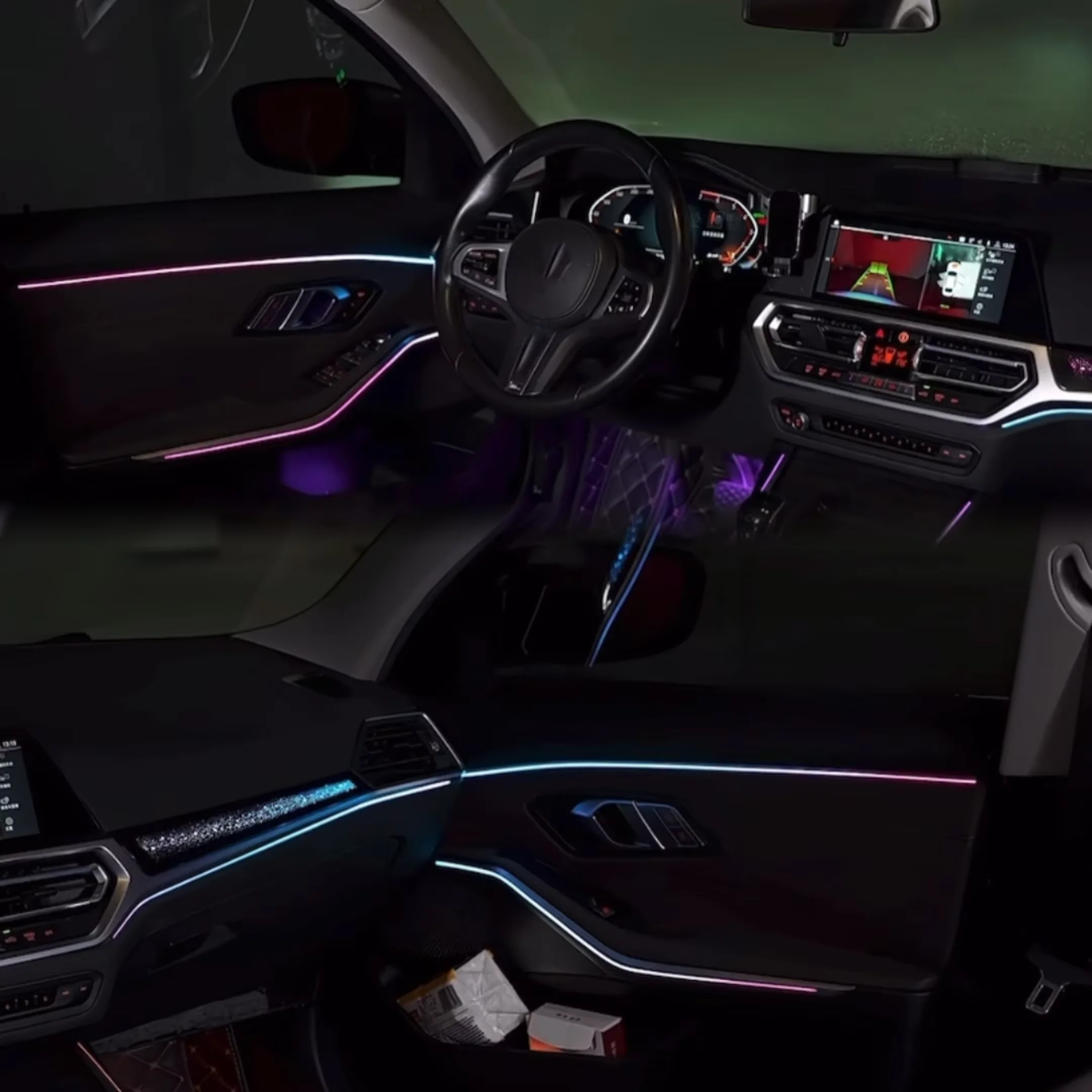 NewSJC Auto 64-Color LHD/RHD Dynamic Ambient Light for BMW 3 Series G20 2020-2022 Models Interior LED Starry Symphony  Lighting