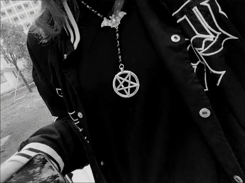 Baphomet Gothic Rosary Necklace, Bat Satan Pentagram Necklace, Mysterious Wizard Mysterious Jewelry, The Best Gift for The Witch