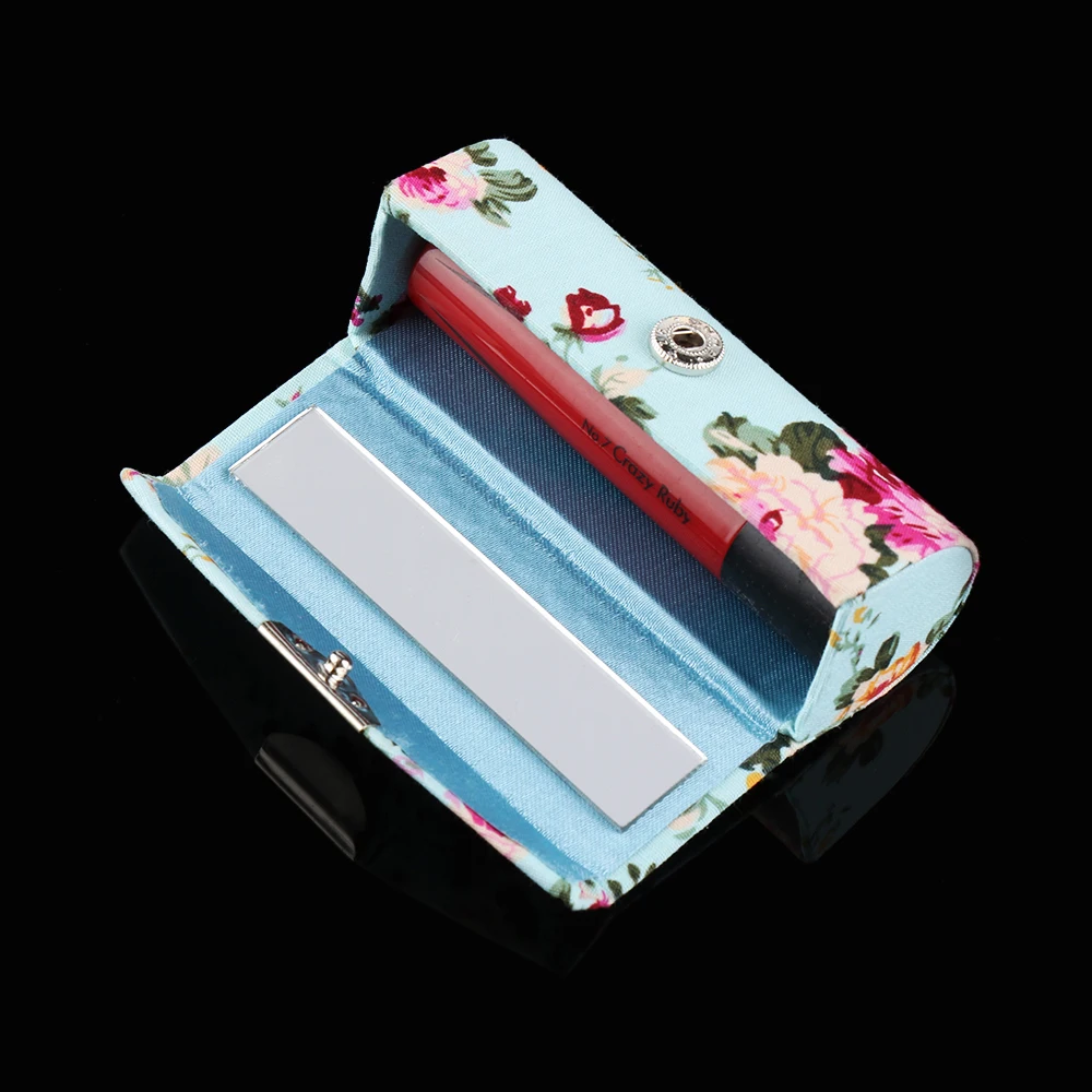 Fashion Lipstick Case Retro Embroidered Flower Designs With Mirror Packaging Lip Gloss Box Jewelry Storage Makeup Storage Box