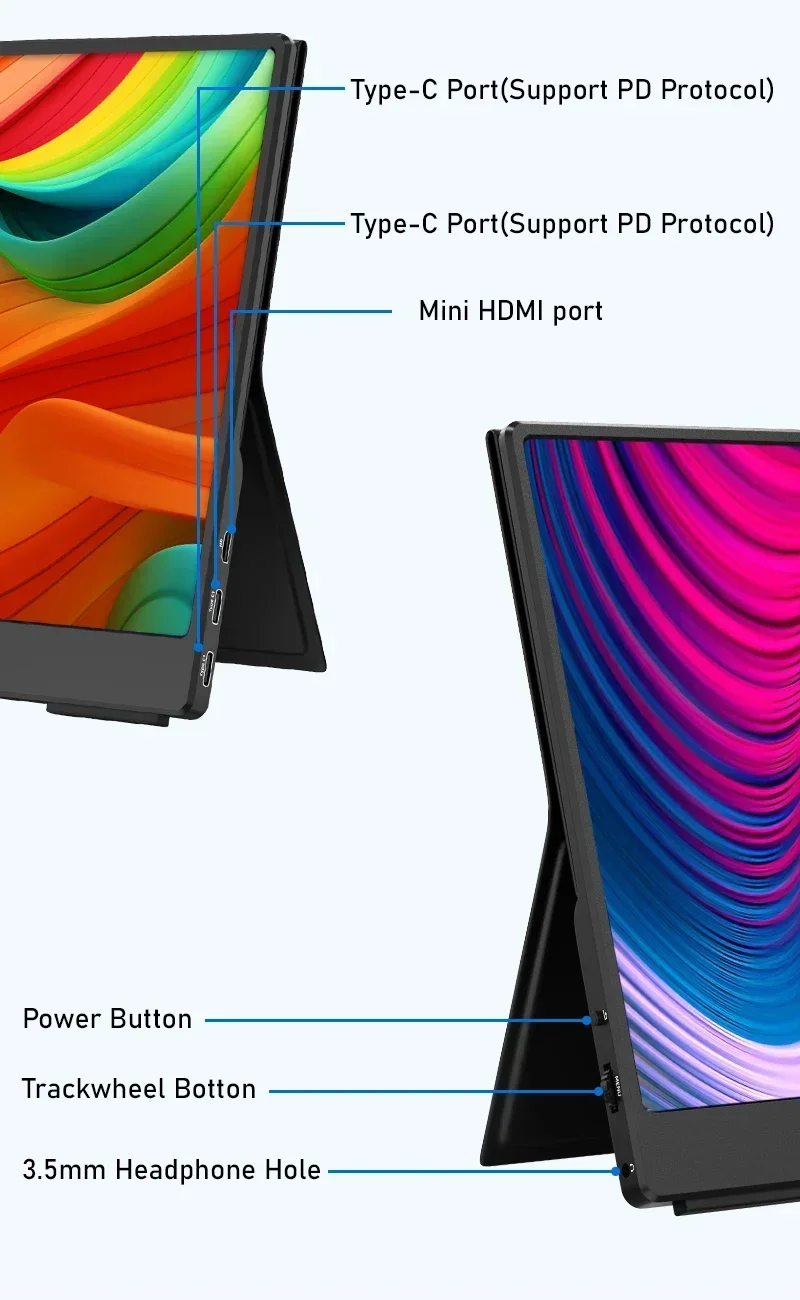 MATE 140F 14,0 Cal przenośny wyświetlacz 250cd/przyp., 72% SRGB wyświetlacz IPS FHD ekran typu-C HDMI USB wyświetlacz laptopa/Macbook