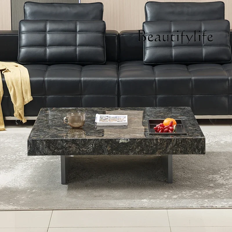 BJ Imported Natural Luxury Stone Suspended Coffee Table Modern Simple Villa Living Room High-end Square Coffee Table