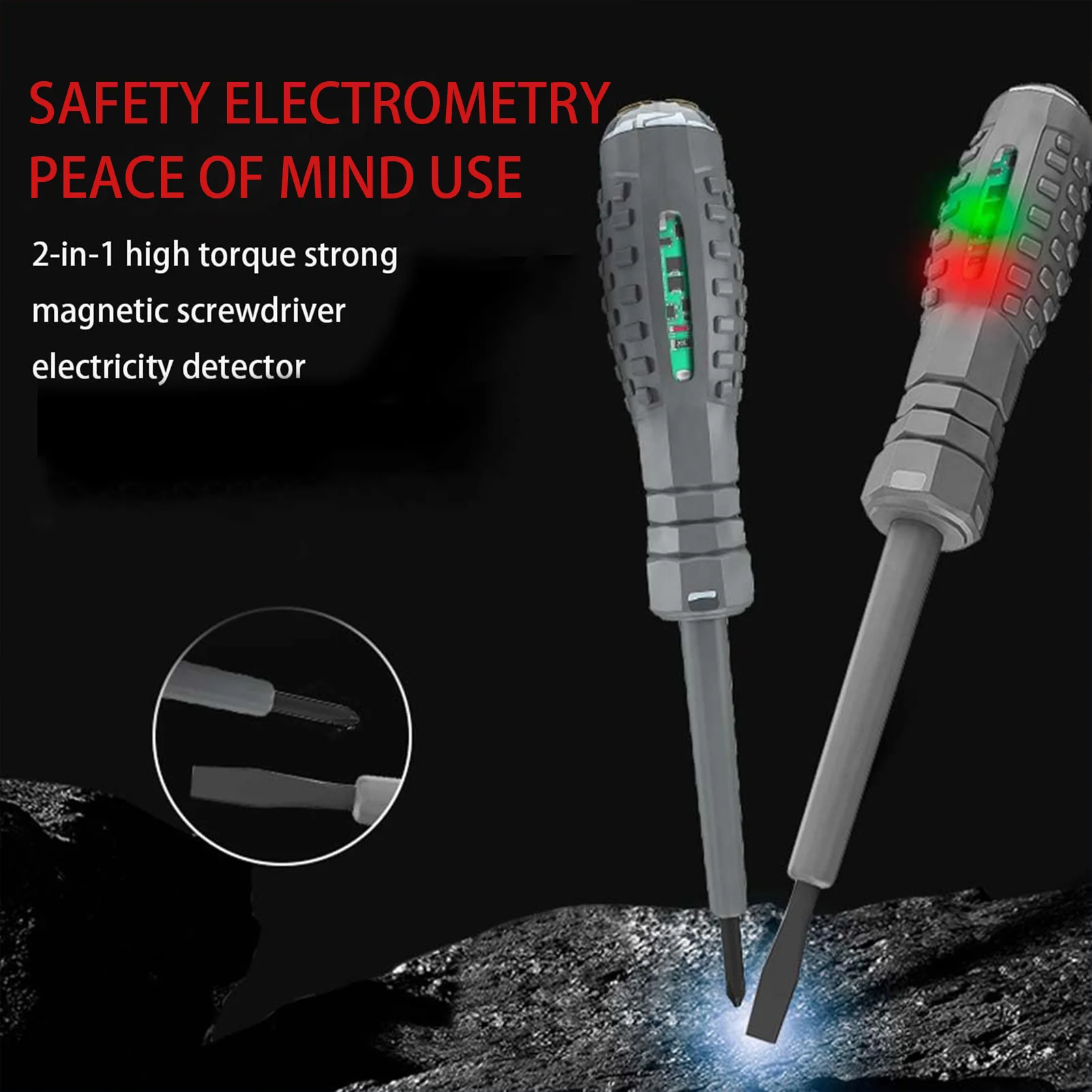 Induction Electric Pen Multi-Purpose Heavy Duty Test Pen Magnetic Screwdriver With Double Color Light Voltmeter Power Detector