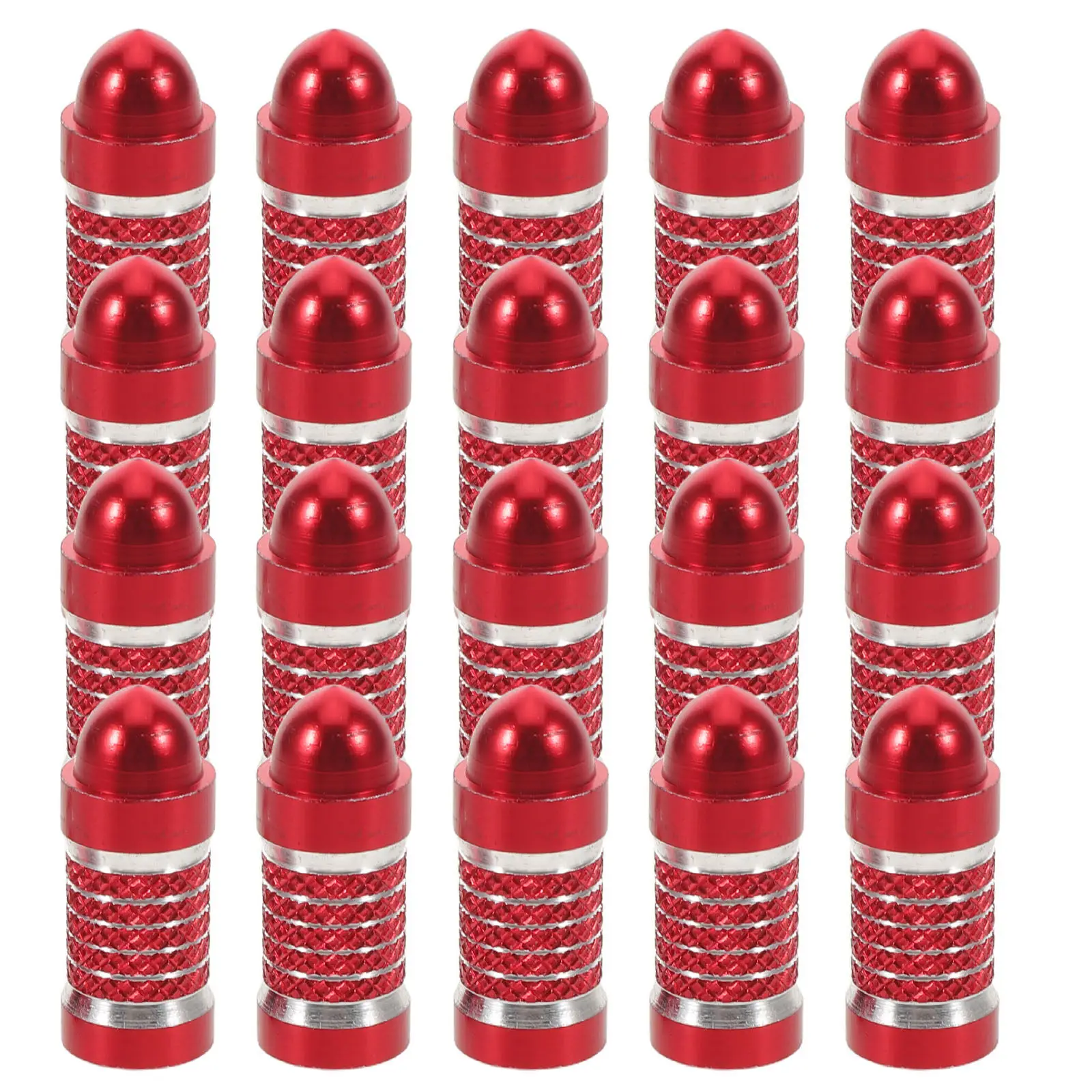 

20Pcs Tire Valve Stem Caps Long Round Head Metal Valve Caps with Lace Silver Edge for Car Bike Suv Truck