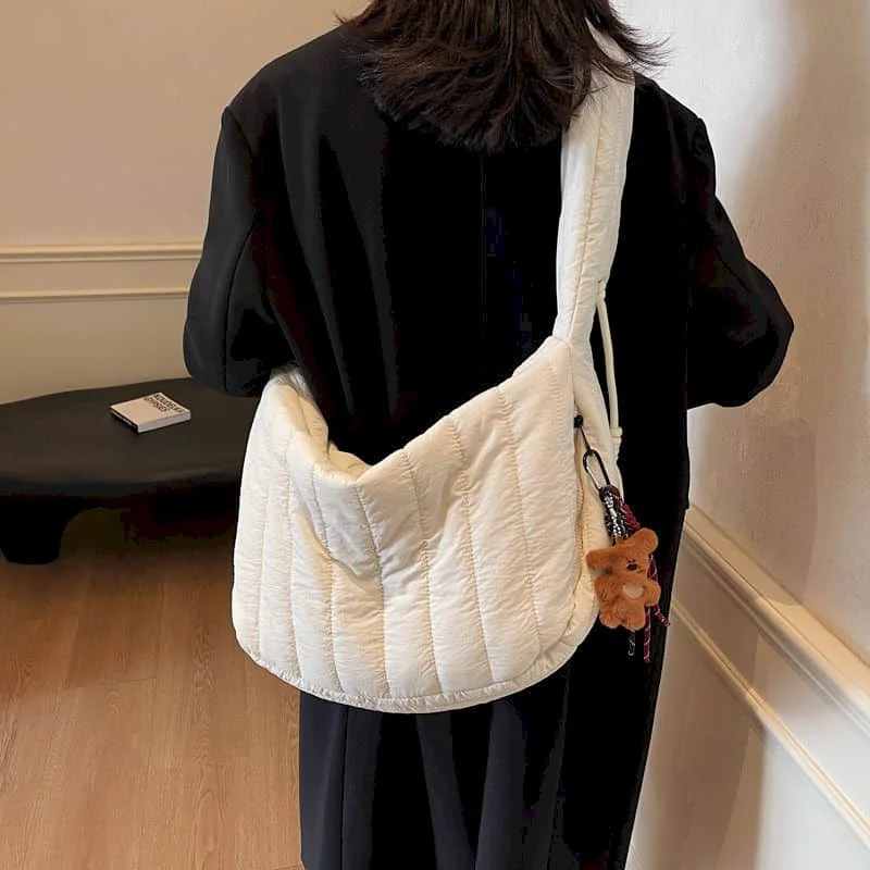 

Crossbody Bags Casual Reusable Portable Folded Quilted Autumn and Winter Solid Handbags Personal High-capacity Office Tote Bags