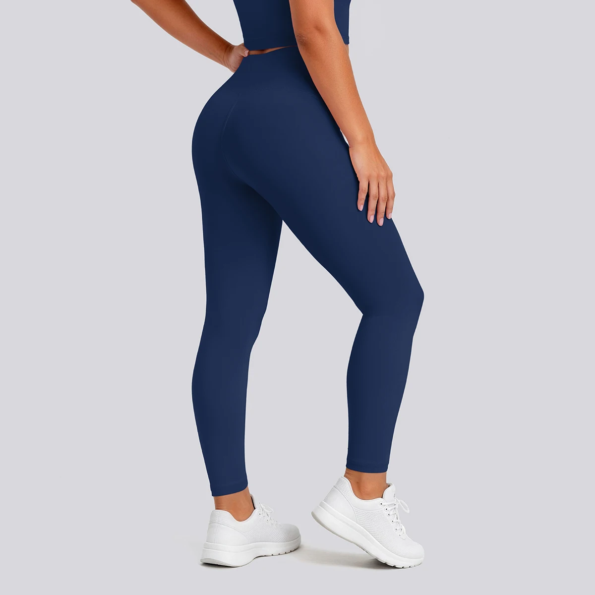 Hochtaillierte, schnelltrocknende Yoga-Hose für Damen, Fitness-, Lauf-, Rad- und Workout-Leggings, einfarbige, formgebende Sport-Hose – Detail 8