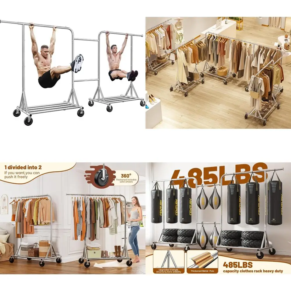 

Heavy-Duty 117 Rolling Clothes Rack with 600 lbs Capacity, Holds Over 240 Garments, Portable and Adjustable for Home or Studio U